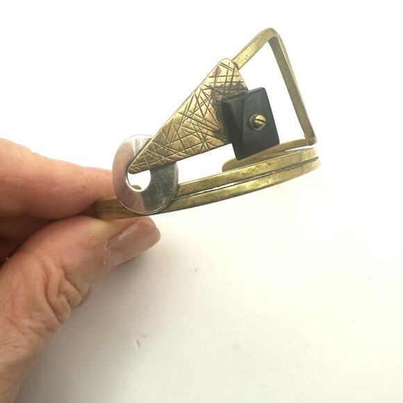 HALL MCFALL Steampunk Industrial Artsy Industrial Bracelet Cuff 90s Retro MCM - Picture 6 of 14